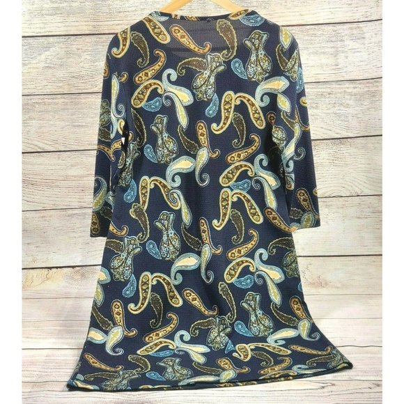 Women Tunic Boho Hippie Style Top Tank Dress Leaves Leaf Printed Blue Yellow S3 - Picture 6 of 6